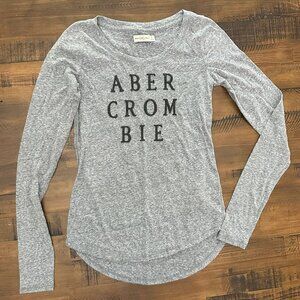 Abercrombie long sleeve shirt XS Gray Embroidered Letters Y2K